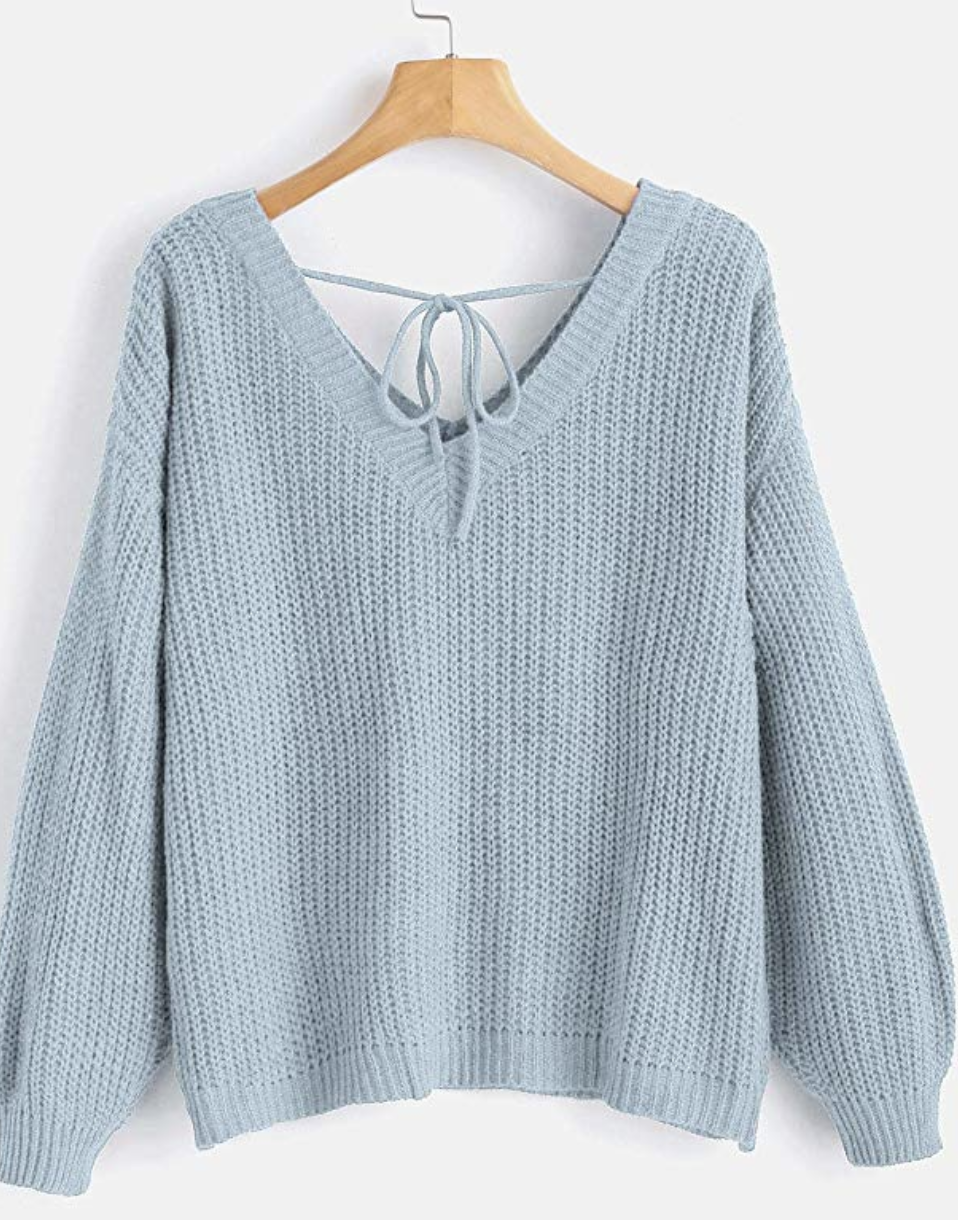 shaker knit light blue sweater Disney Capsule Wardrobe