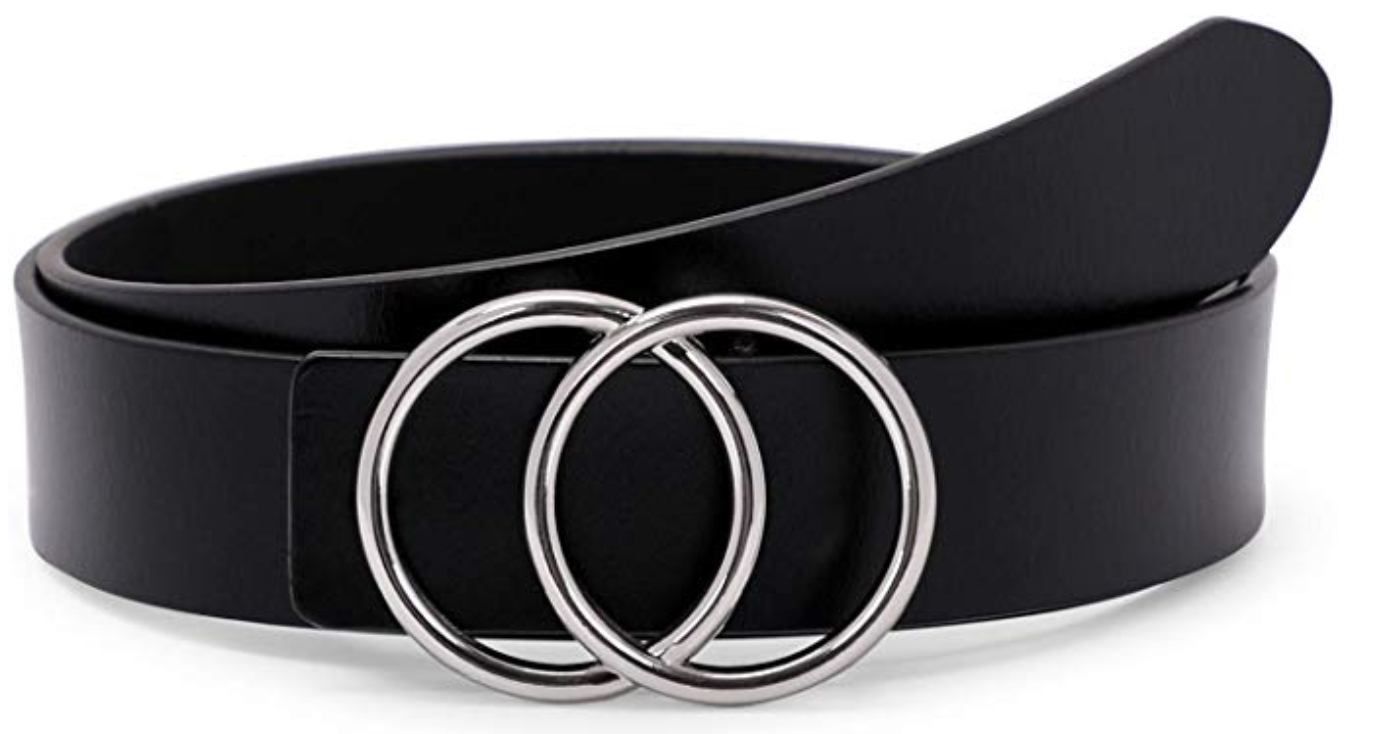 Women's black double circle belt