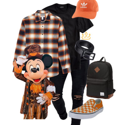 Not-So-Scary Mickey Mouse: Orange Plaid Shirt